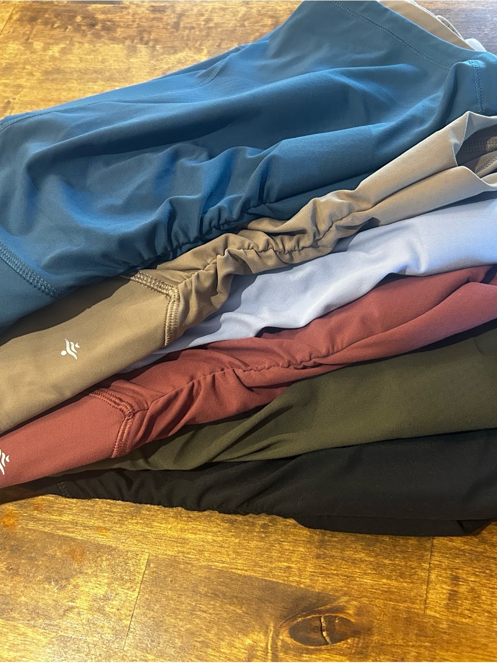 Stack of Women's Performance Leggings - Multi Color Halara biker shorts